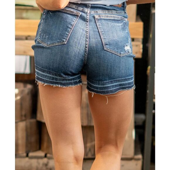 JUDY BLUE RELEASED HEM TUMMY CONTROL TOP SHORTS STYLE JB150329 Size L - Picture 2 of 6